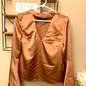 Gorgeous copper satin blouse .